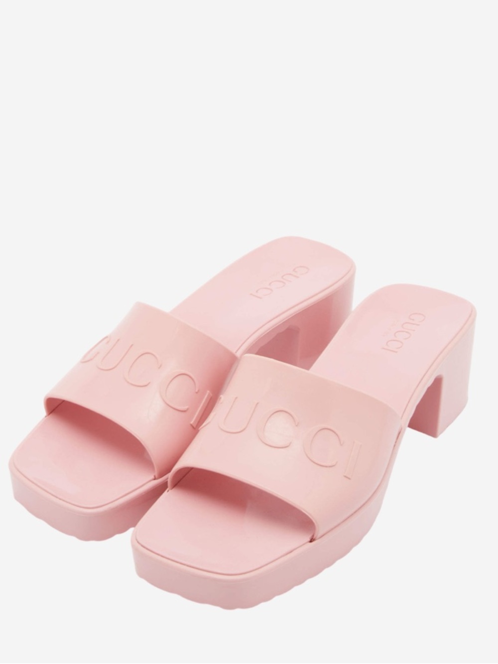 Rubber Gucci Logo  Platform Slide Sandals size 39
